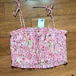 H&M Pink Floral Smocked Camisole